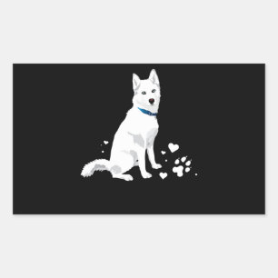 Sticker Rectangulaire Husky Sibérie Husky Sweet White Snow Dog