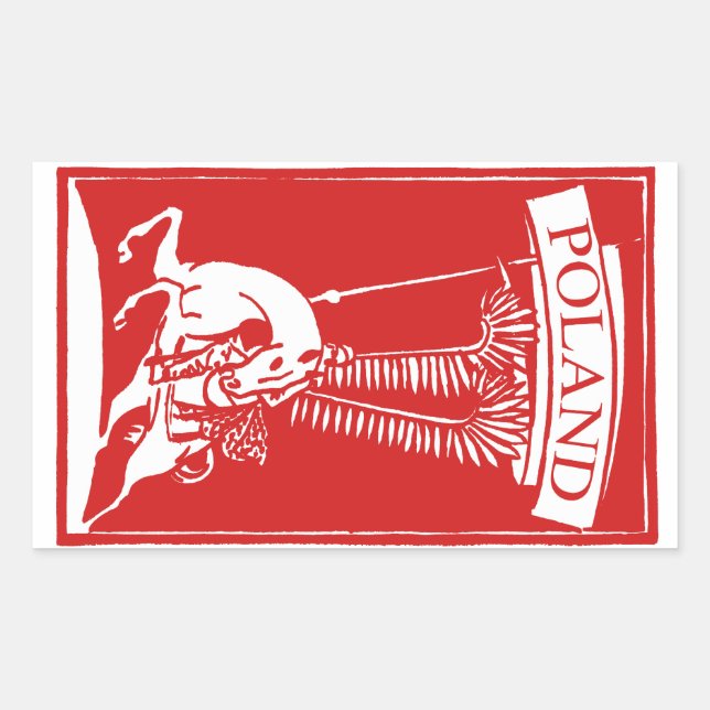 Sticker Rectangulaire Hussar à ailes polonaises vintages (Devant)