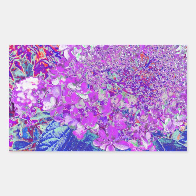 Sticker Rectangulaire Hydrangea élégant violet et bleu limelight (Devant)