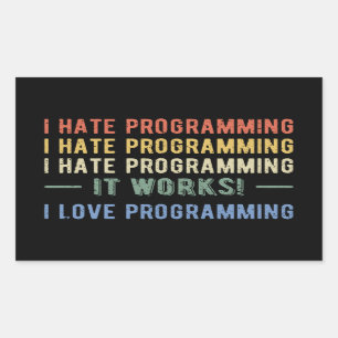 Sticker Rectangulaire I Hate Programmation - Drôle Programmeur I