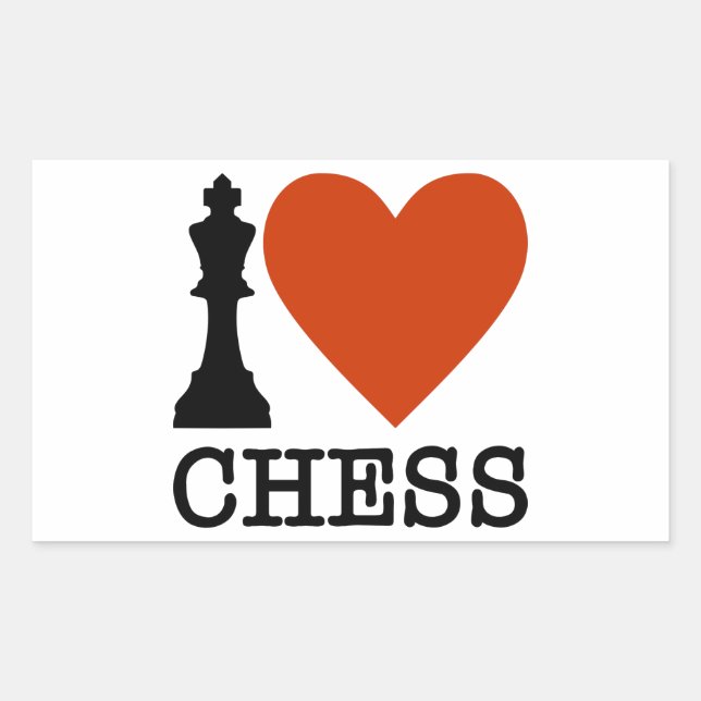 Sticker Rectangulaire I Heart Chess (Devant)
