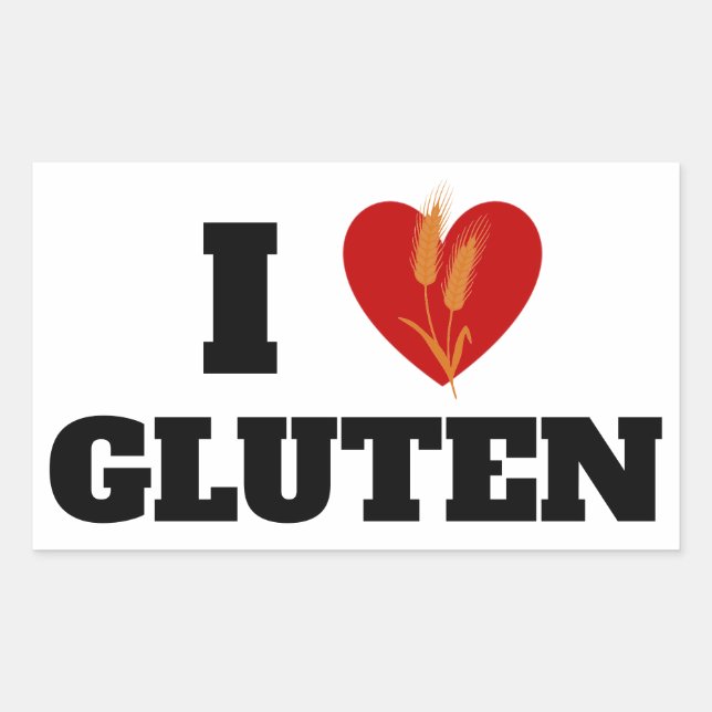 Sticker Rectangulaire I HEART GLUTEN - I Love Gluten - (Devant)