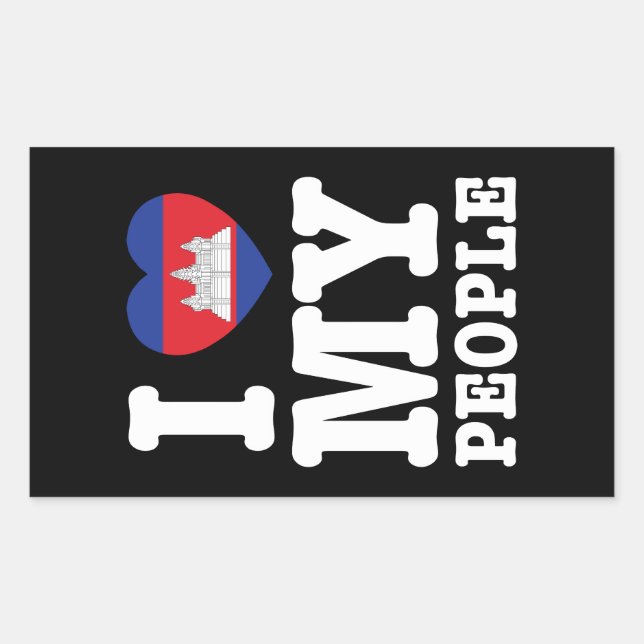 Sticker Rectangulaire I Heart (Love) My Khmer People (Devant)