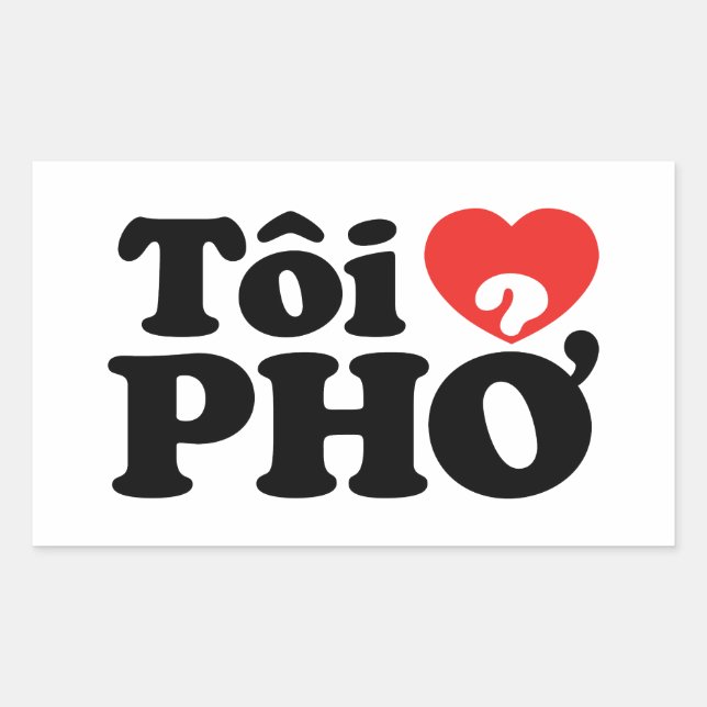 Sticker Rectangulaire I Heart (Love) Pho (Tôi PHỞ) (Devant)