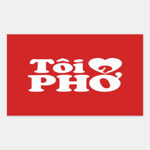 Sticker Rectangulaire I Heart (Love) Pho (Tôi PHỞ)