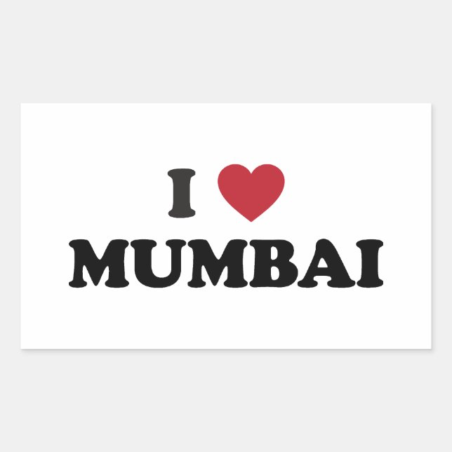 Sticker Rectangulaire I Heart Mumbai Inde (Devant)