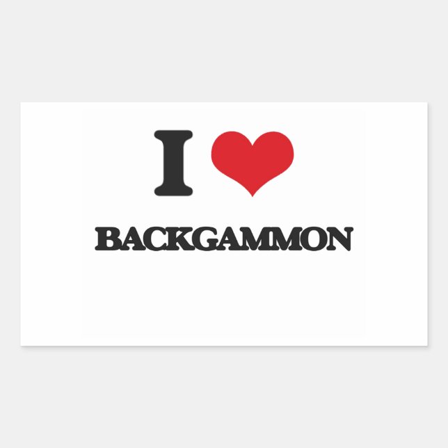 Sticker Rectangulaire I Love Backgammon (Devant)