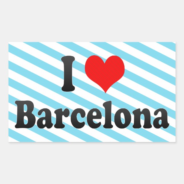 Sticker Rectangulaire I Love Barcelona, Espagne (Devant)
