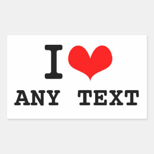 Sticker Rectangulaire I Love blah blah (5 à 8 lettres)
