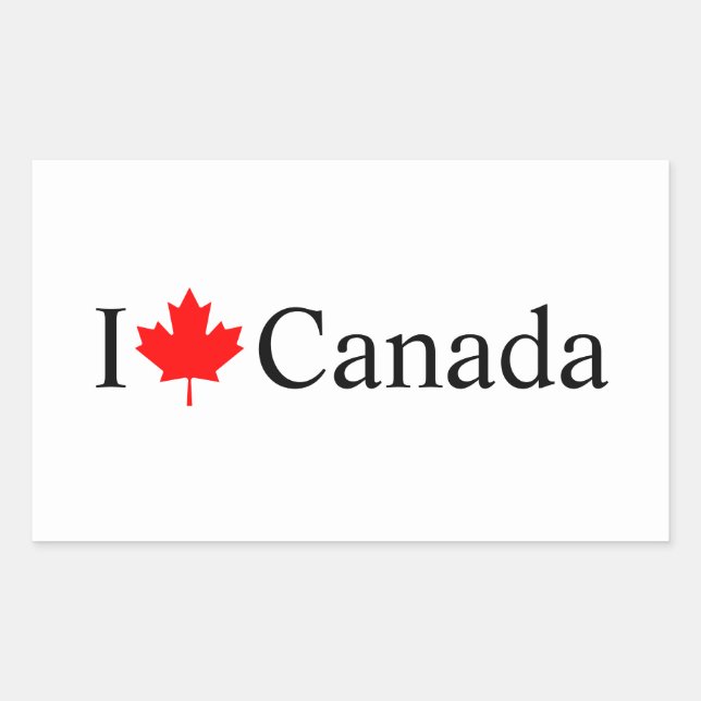 Sticker Rectangulaire I Love Canada typographie à la feuille d'érable ro (Devant)