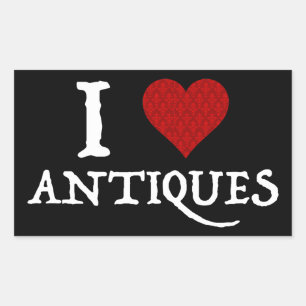 Sticker Rectangulaire I Love (Coeur) Antiquités