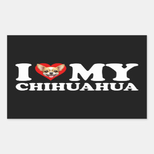 Sticker Rectangulaire I Love (Coeur) My Chihuahua