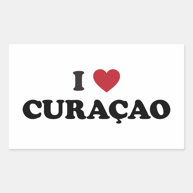 Sticker Rectangulaire I Love Curaçao (Devant)