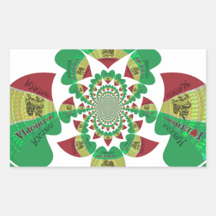 Sticker Rectangulaire I Love Ethiopia Kaleidoscope - Heartfeel Rasta Art