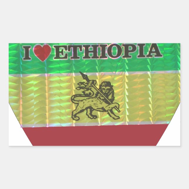 Sticker Rectangulaire I Love Heart Ethiopie : Drapeau Art Motif (Devant)