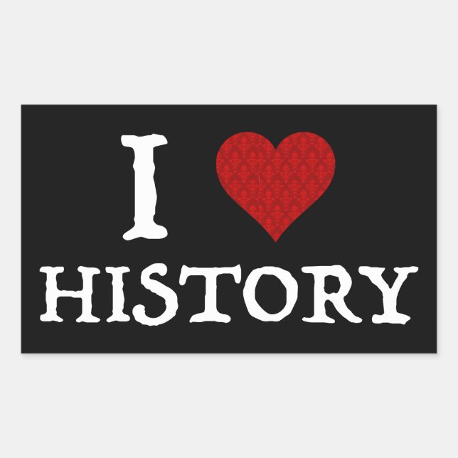 Sticker Rectangulaire I Love (Heart) History (Devant)