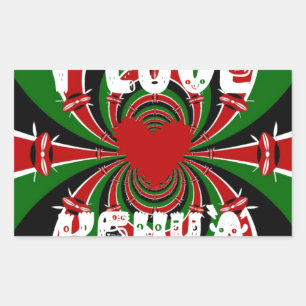 Sticker Rectangulaire I Love Heart Kenya : Dynamic Flag Art