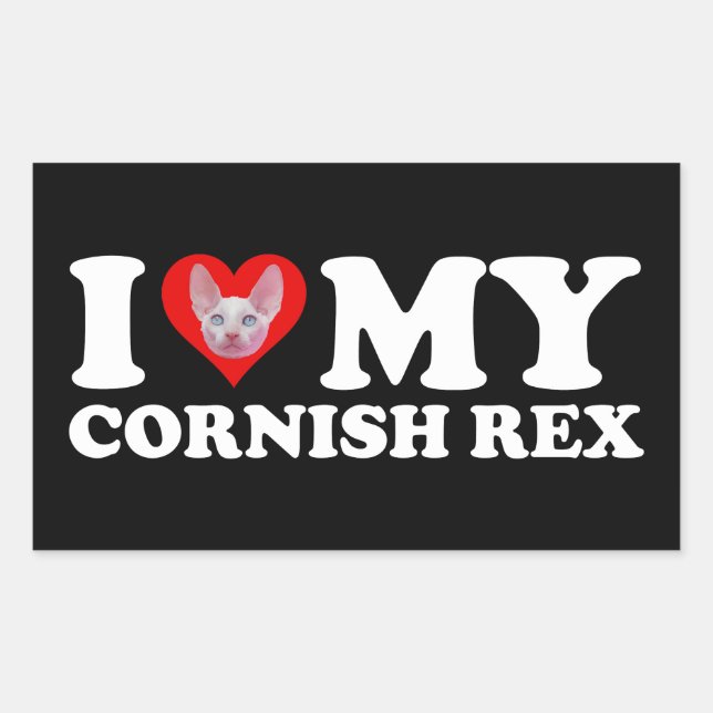 Sticker Rectangulaire I Love (Heart) My Cornish Rex (Devant)
