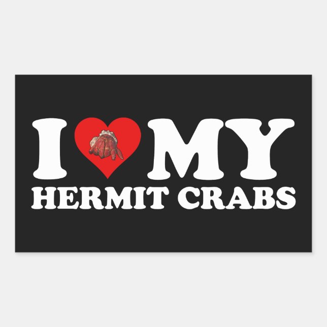 Sticker Rectangulaire I Love (Heart) My Hermit Crabs (Devant)