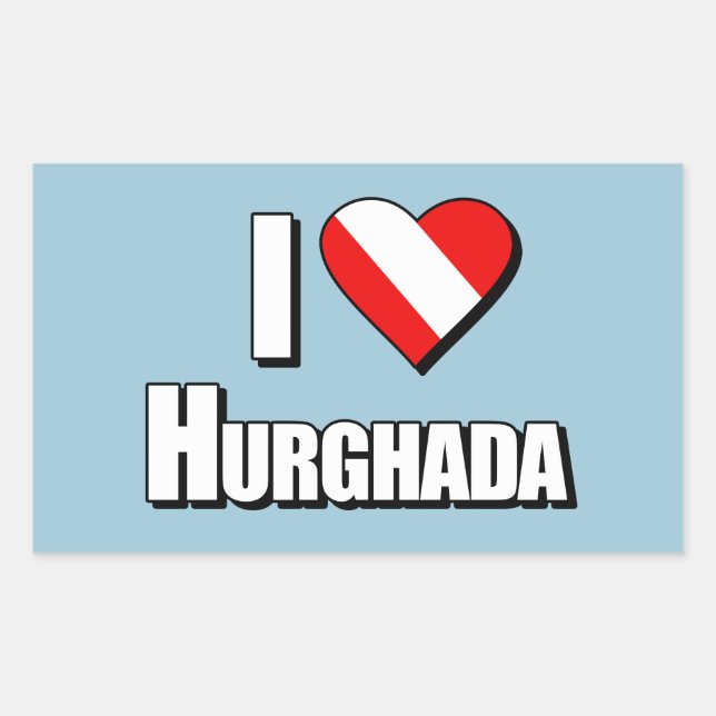 Sticker Rectangulaire I Love Hurghada Diving (Devant)