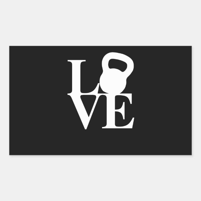 Sticker Rectangulaire I Love Kettlebells (Devant)