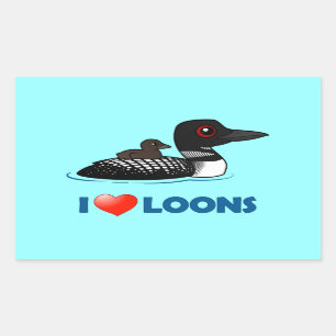Sticker Rectangulaire I Love Loons