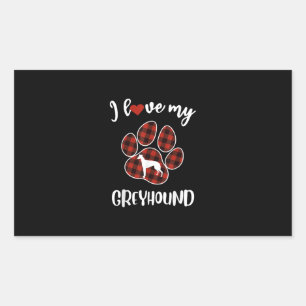 Sticker Rectangulaire i love my greyhound valentine dog lover