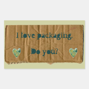 Sticker Rectangulaire I Love Packaging avec coeur