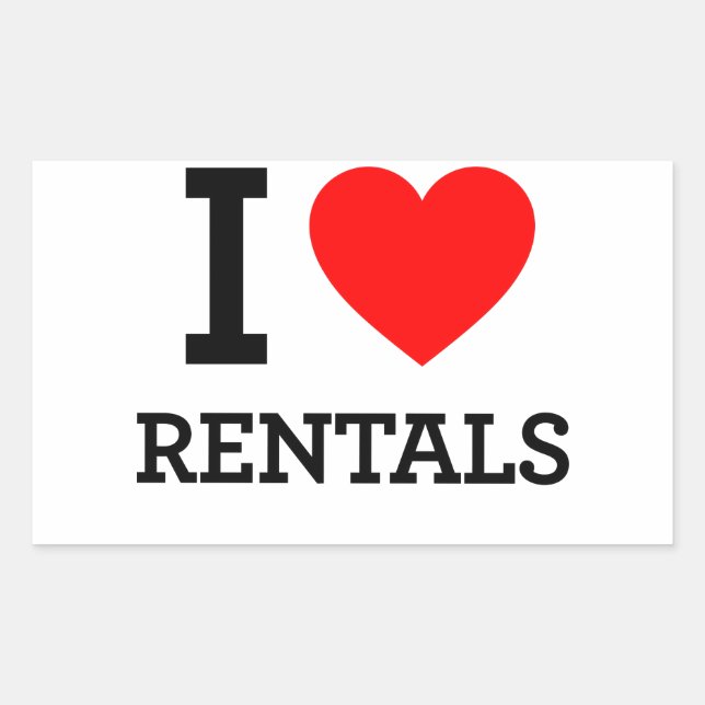 Sticker Rectangulaire I Love Rentals (Devant)