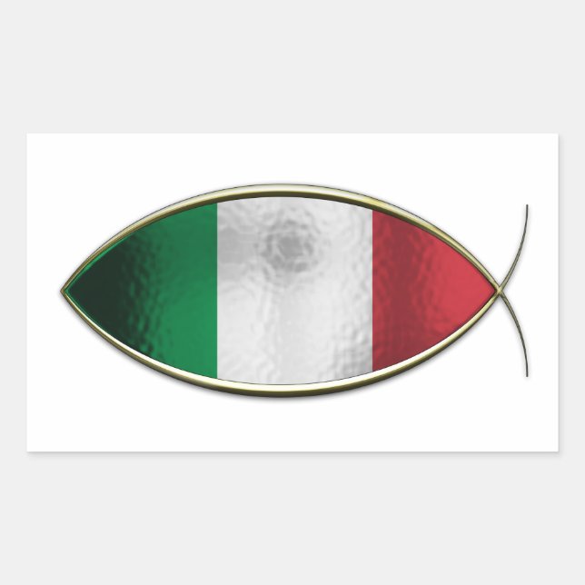 Sticker Rectangulaire Ichthus - Drapeau Italien (Devant)