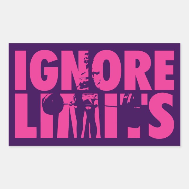 Sticker Rectangulaire IGNORE LIMITS - Motivation pour l'haltérophilie de (Devant)