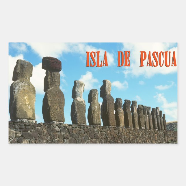 Sticker Rectangulaire Île de Pâques (Rapa Nui) Chili (Devant)