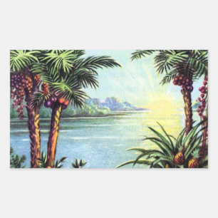 Sticker Rectangulaire Île vintage