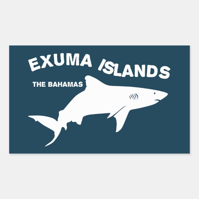 Sticker Rectangulaire Îles Exuma - Bahamas Plongée Requins (Devant)