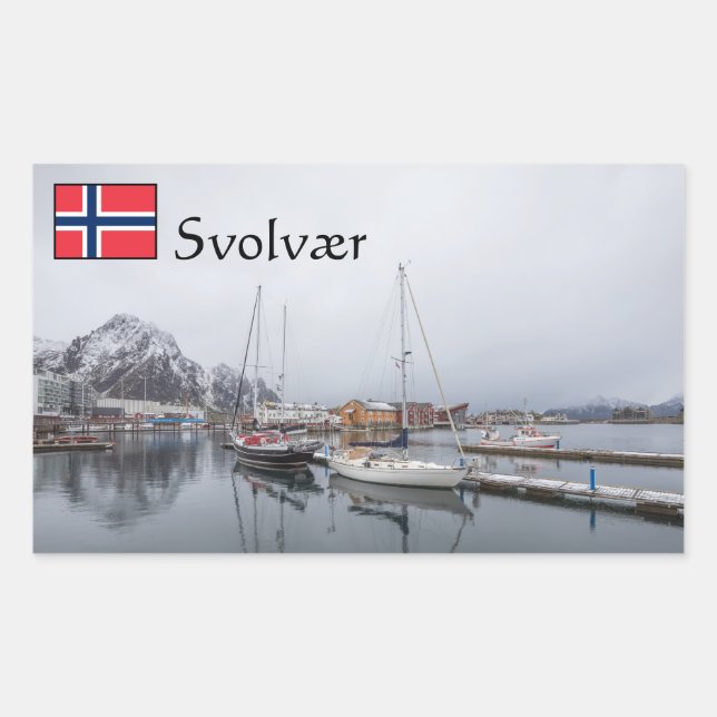 Sticker Rectangulaire Îles Svolvaer Lofoten (Devant)