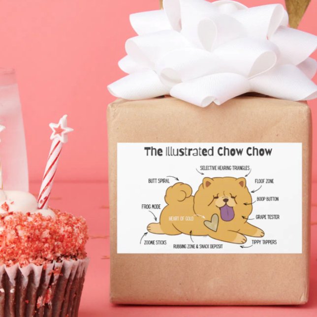 STICKER RECTANGULAIRE ILLUSTRATED CHOW   (Créateur téléchargé)