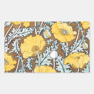 Sticker Rectangulaire illustration d'art pavot fleur jaune