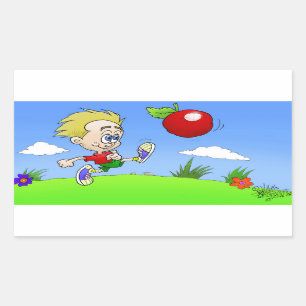 Sticker Rectangulaire Illustration de bande dessinée d'un garçon donna