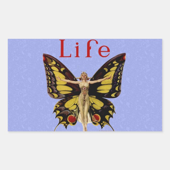 Sticker Rectangulaire Illustration de femme volant papillon Flapper (Devant)