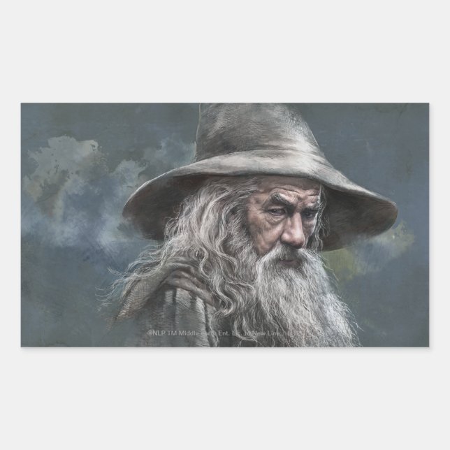 Sticker Rectangulaire Illustration de Gandalf (Devant)