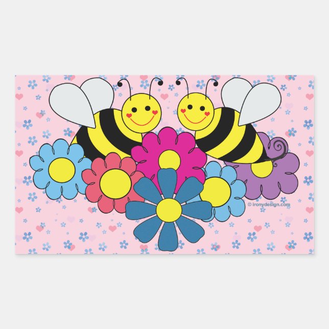 Sticker Rectangulaire Illustration de la conception des abeilles et des  (Devant)