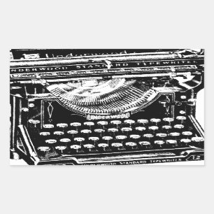 Sticker Rectangulaire Illustration de machine à écrire vintage