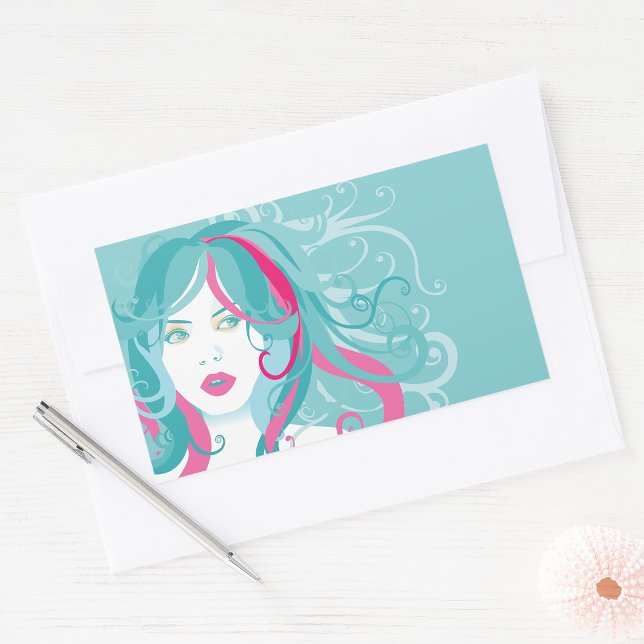 Sticker Rectangulaire Illustration d'une femme artiste (Créateur téléchargé)