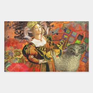 Sticker Rectangulaire Illustration gothique de la femme Aries Orange