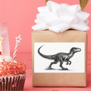 Sticker Rectangulaire Illustration minimaliste de dinosaure Raptor à l'e