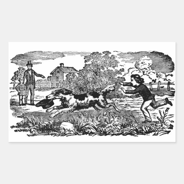 Sticker Rectangulaire Illustration victorienne d'art antique d'animal de (Devant)