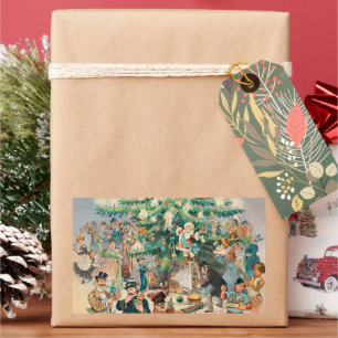 Sticker Rectangulaire Illustration vintage Arbre de Noël de Puck, 1902