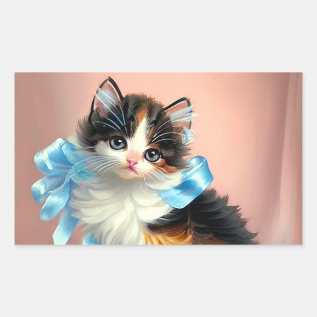 Sticker Rectangulaire Illustration vintage Calico Kitten (Devant)