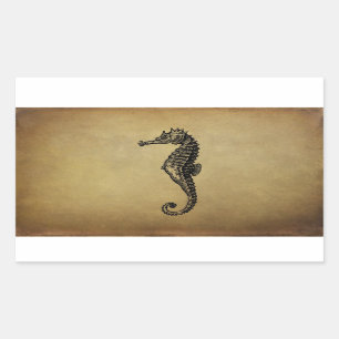 Sticker Rectangulaire Illustration vintage d'hippocampe