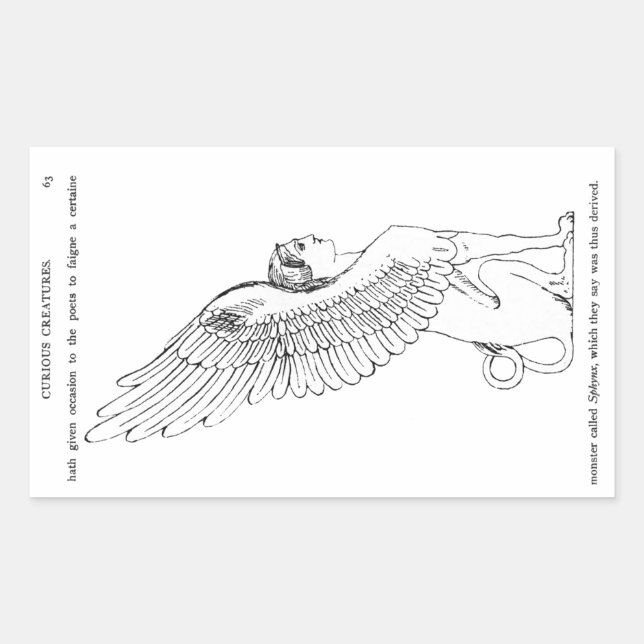 Sticker Rectangulaire Illustration vintage Sphinx (Devant)